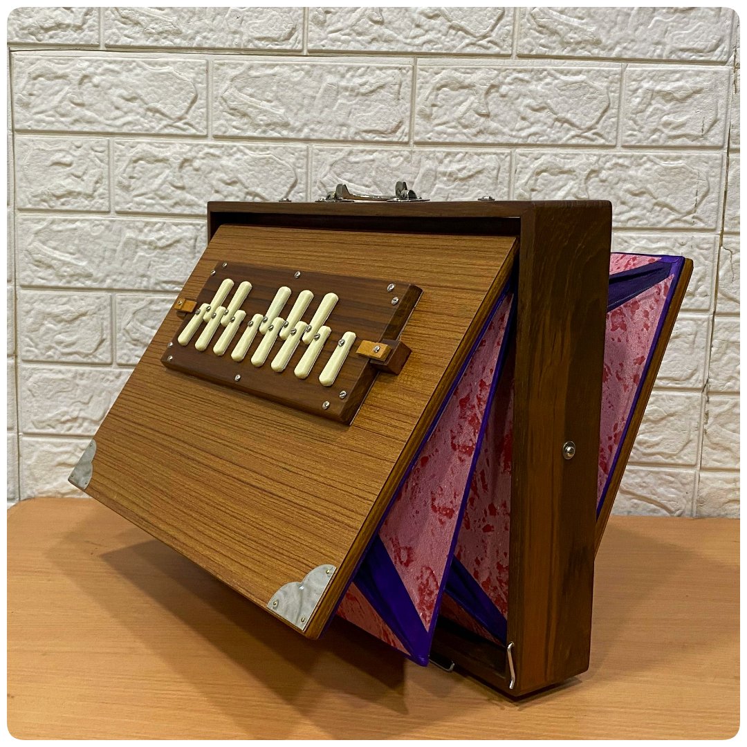 13 Notes Kolkata Shrutibox Teak Wood Natural Color - Shruti Box_OLD INDIAN CRAFTS