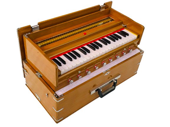 Folding Harmonium 42 Keys 3.5 Octave 5 Stops 4 Drowns 440 Hz Light Brown Color - Harmonium_OLD INDIAN CRAFTS