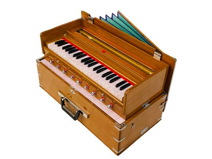 Folding Harmonium 42 Keys 3.5 Octave 5 Stops 4 Drowns 440 Hz Light Brown Color - Harmonium_OLD INDIAN CRAFTS