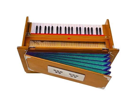 Folding Harmonium 42 Keys 3.5 Octave 5 Stops 4 Drowns 440 Hz Light Brown Color - Harmonium_OLD INDIAN CRAFTS