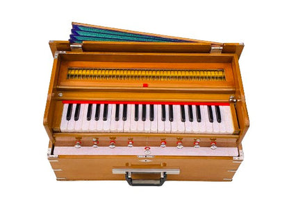 Folding Harmonium 42 Keys 3.5 Octave 5 Stops 4 Drowns 440 Hz Light Brown Color - Harmonium_OLD INDIAN CRAFTS