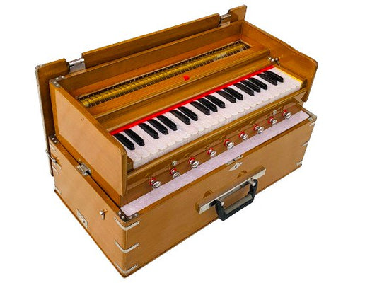 Folding Harmonium 42 Keys 3.5 Octave Tuning 432 Hz Light Brown Color - Harmonium_OLD INDIAN CRAFTS