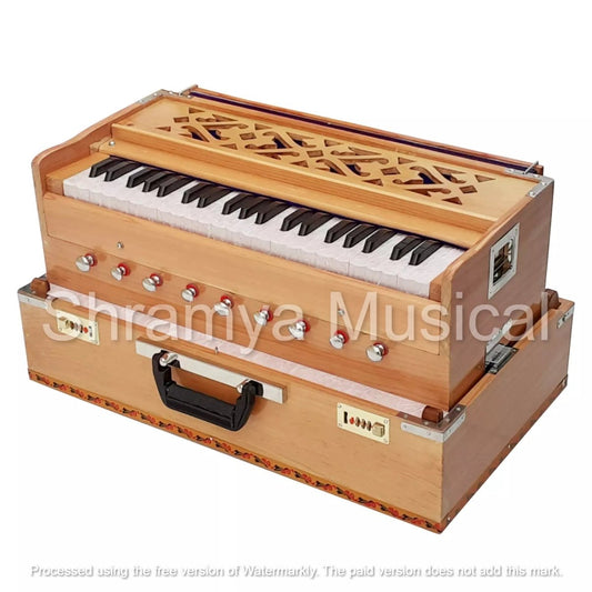 Portable Harmonium | 42 Keys | 3.5 Octave | Natural Color | 440 Hz - Harmonium_OLD INDIAN CRAFTS