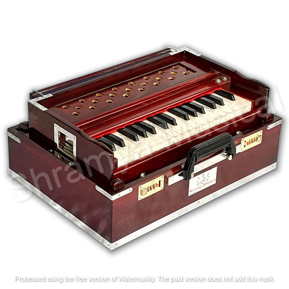 Portable/Traveler Harmonnium Brown Color 32 Keys ( 2.5 Octave ) Tune 432 Hz 4 stopper 7 Fold Bellow - Harmonium_OLD INDIAN CRAFTS