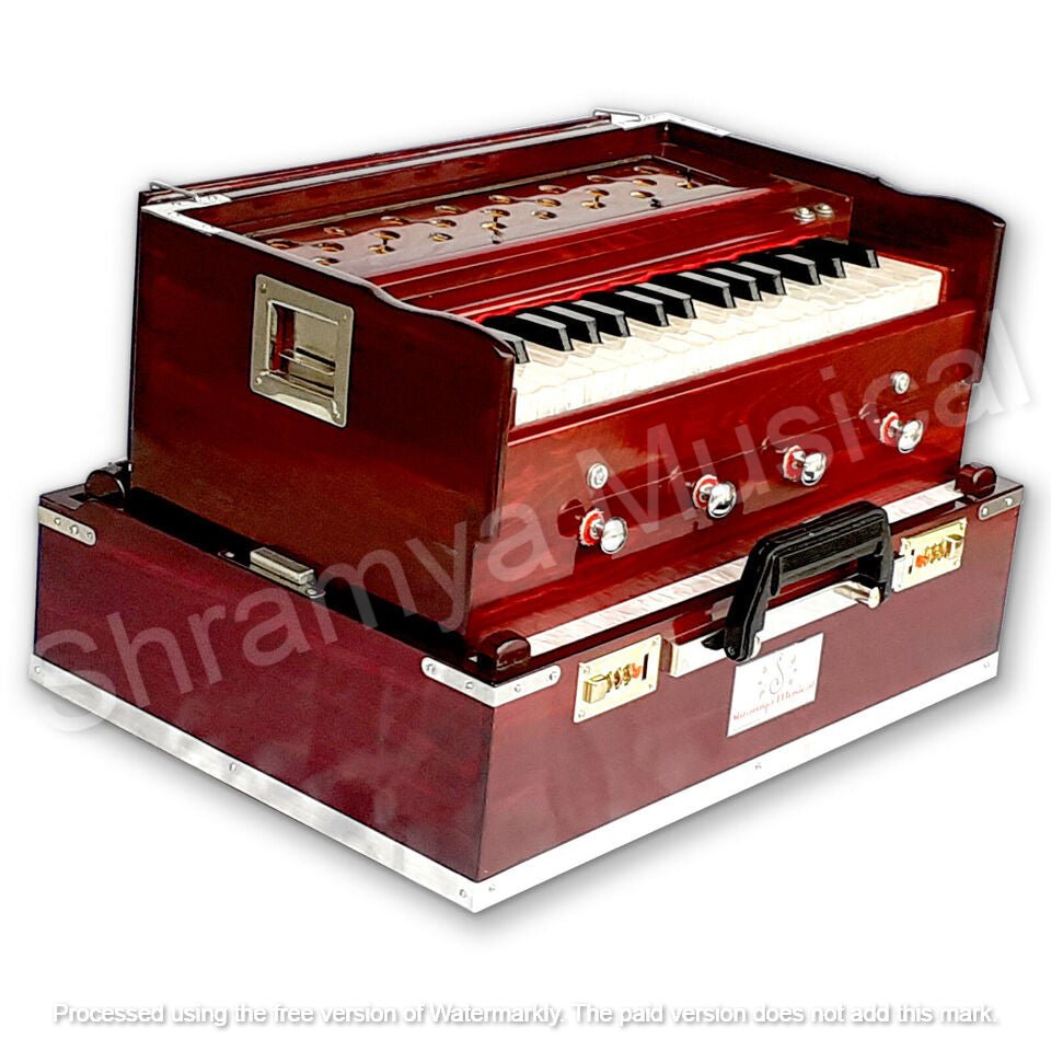 Portable/Traveler Harmonnium Brown Color 32 Keys ( 2.5 Octave ) Tune 432 Hz 4 stopper 7 Fold Bellow - Harmonium_OLD INDIAN CRAFTS