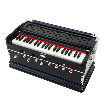 42 keys Black Standard Harmonium Multi-Fold Bellows 9 Stopper 440 hz Tuning Made In India - Harmonium_OLD INDIAN CRAFTS