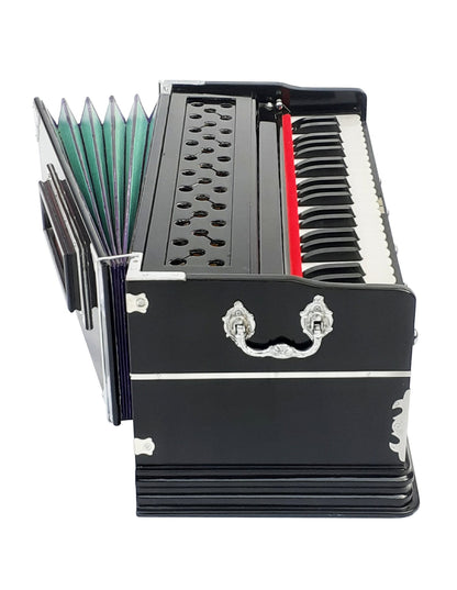 42 keys Black Standard Harmonium Multi-Fold Bellows 9 Stopper 440 hz Tuning Made In India - Harmonium_OLD INDIAN CRAFTS