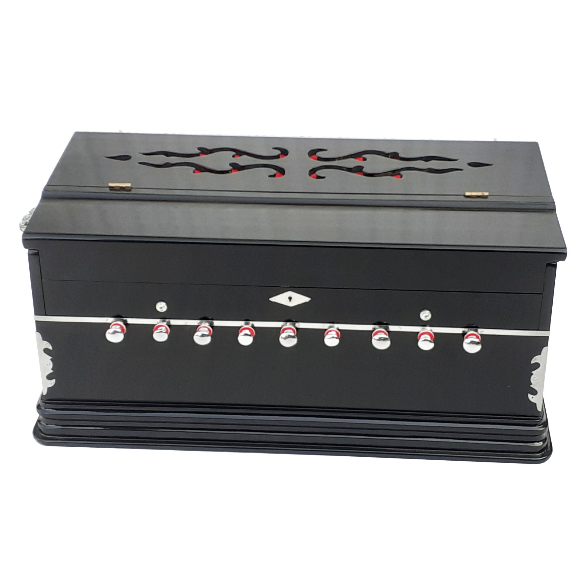 42 keys Black Standard Harmonium Multi-Fold Bellows 9 Stopper 440 hz Tuning Made In India - Harmonium_OLD INDIAN CRAFTS