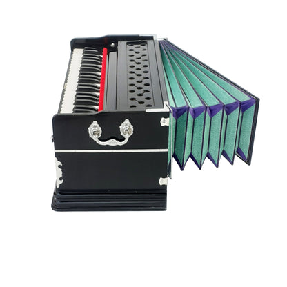 42 keys Black Standard Harmonium Multi-Fold Bellows 9 Stopper 440 hz Tuning Made In India - Harmonium_OLD INDIAN CRAFTS